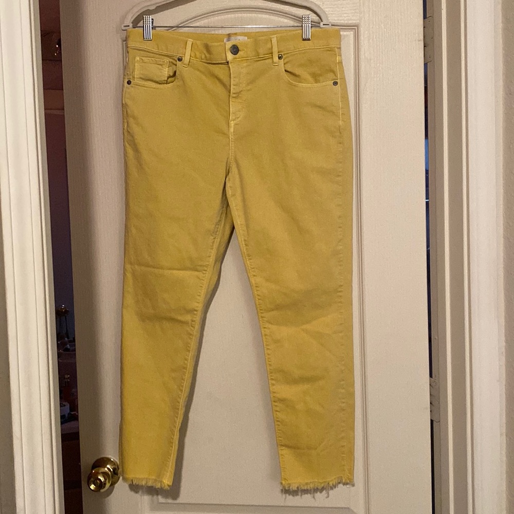 Frayed ankle yellow jeans. Worn a handful of times. Great condition